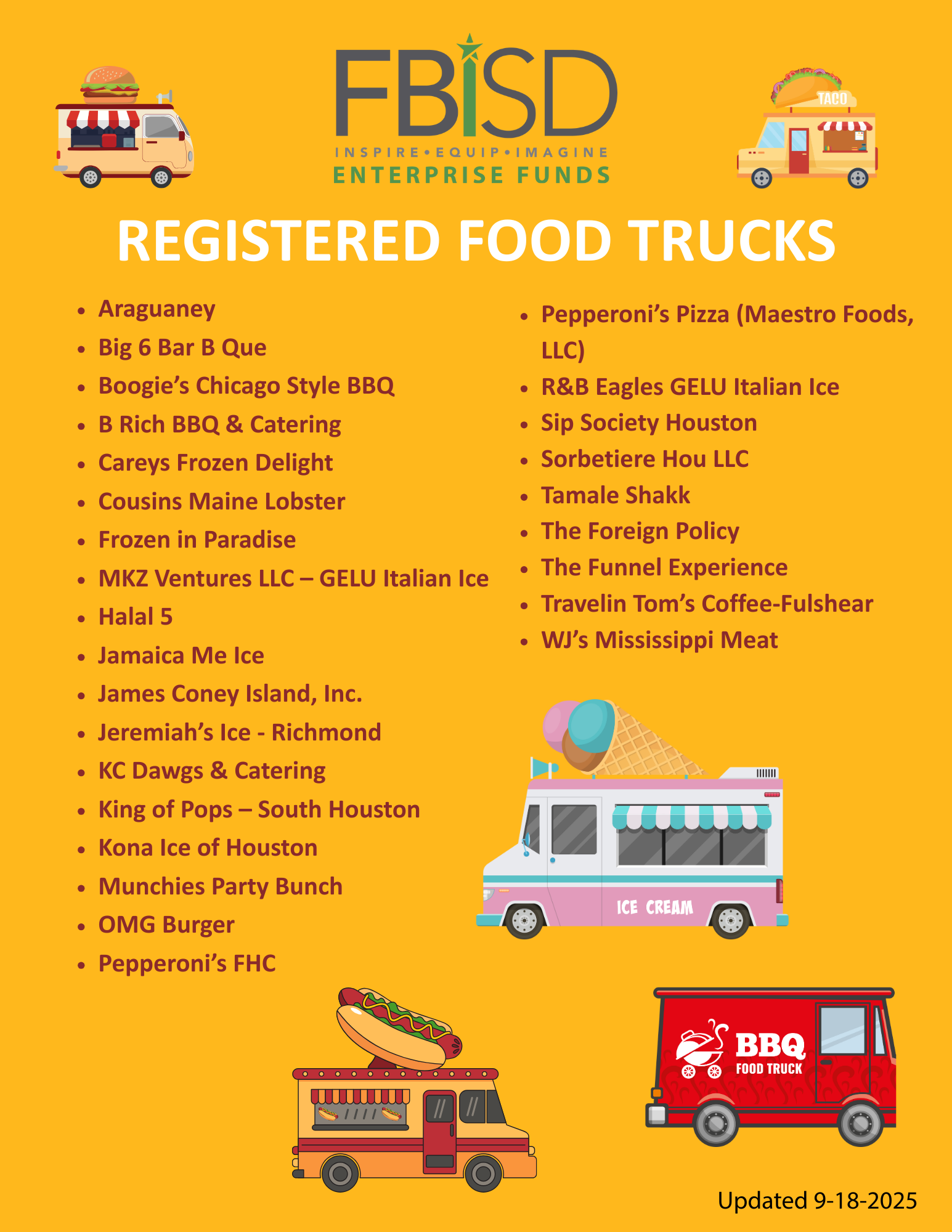  2025-26 FBISD Registered Food Truck List